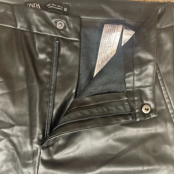 EUC Zara Black Faux Leather High-Waist Ankle Zip Pants - Picture 9 of 13